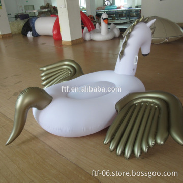 Custom White PVC Inflatable Pegasus Floating Row Swimming Pool Toys